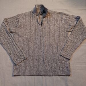 Oscar de la Renta Heathered Ribbed Quarter Zip SweaternWomen's Size XL